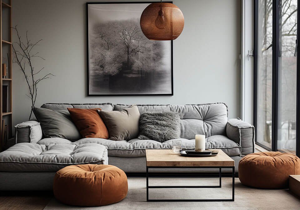 Grey And Brown Living Room