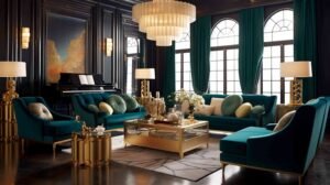 Victorian Dark Green Living Room