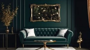 Victorian Dark Green Living Room